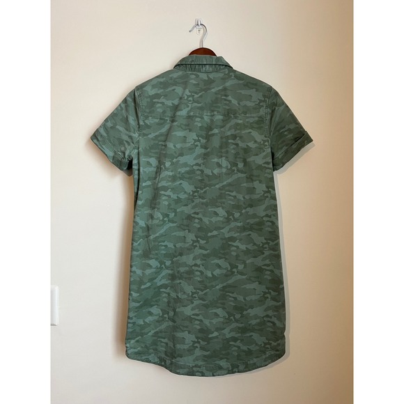 Vineyard Vines Margo Tonal Camo Shirt Dress Green Size 6 Short Sleeve Utility - Picture 2 of 7